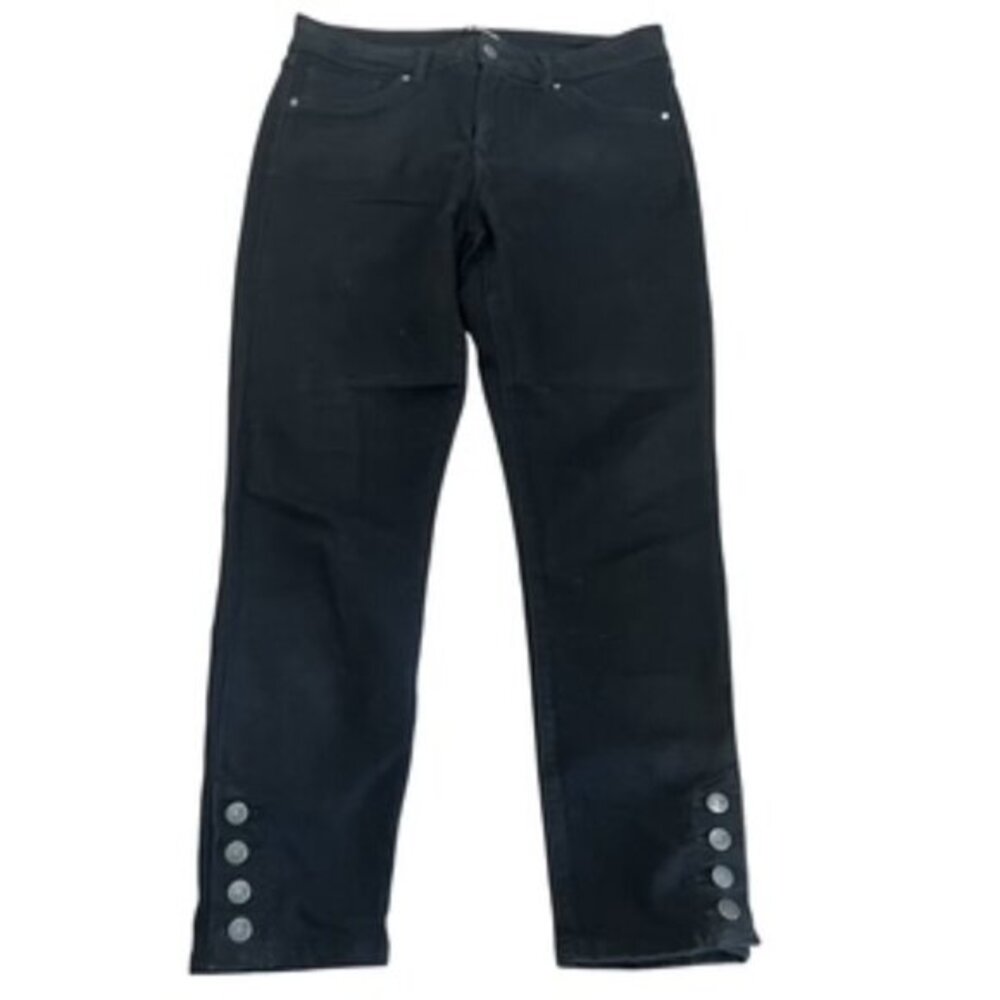 D. Jeans Black Mid Rise Jeans Women’s Size 8 Petite Button Ankle‎ Detail